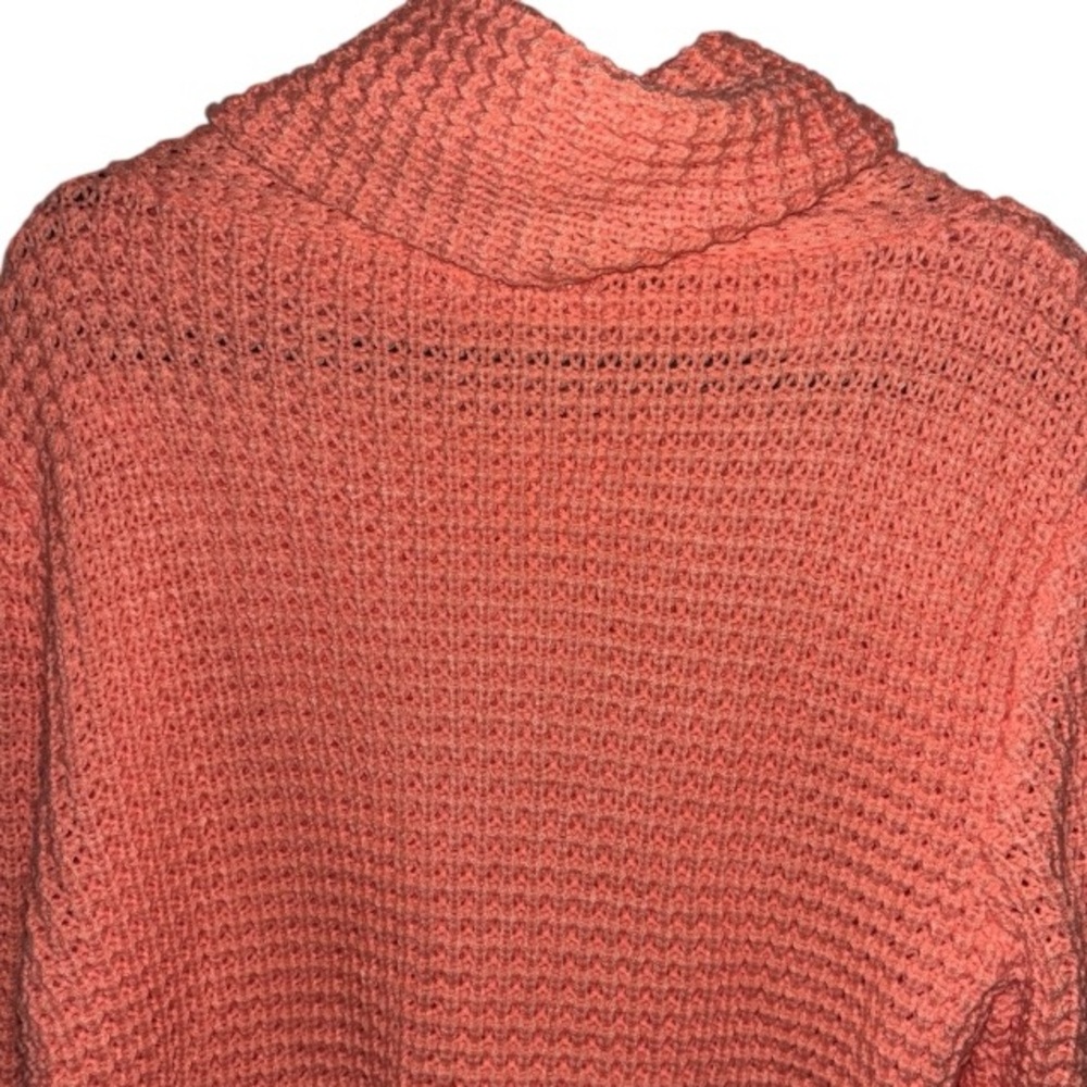 Zenana Turtleneck Waffle Crossover Button Sweater, P2P:20.5”, L:28”, NWT-Coral - Picture 11 of 16